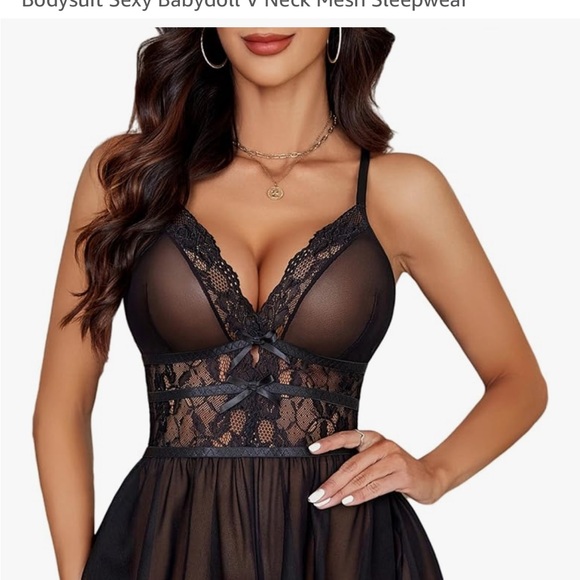 AVIDLOVE NWT MED Chic Black Lace Chemise - Picture 2 of 9